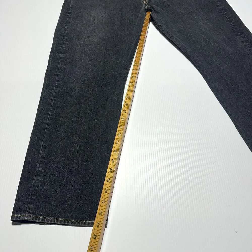 Levis 501 Mens Jeans Black Size 42x32 Measured 38x29 Straight Button Fly